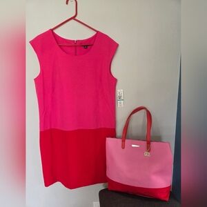 Pink and Red Colorblock Dress with JUICY COUTURE  Tote